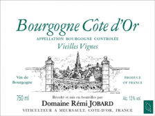 Domaine Rémi JOBARD Bourgogne Côte d'Or Vieilles Vignes blanc 2021 la bouteille 75cl