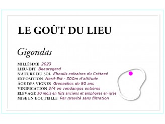 TARDIEU-LAURENT Gigondas "Le Goût du Lieu : Beauregard" 2023 la bouteille 75cl