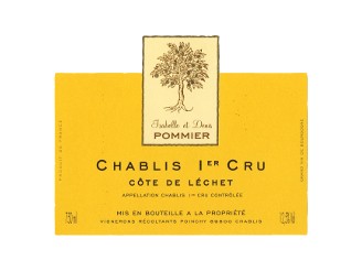 Domaine POMMIER Chablis Côte de Léchet 1er cru dry white 2021 bottle 75cl