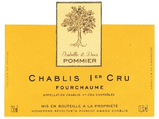 Domaine POMMIER Chablis Fourchaume 1er cru blanc 2021 la bouteille 75cl