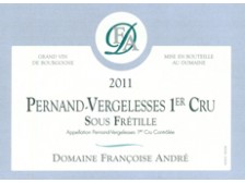 Domaine Françoise ANDRÉ Pernand-Vergelesses Sous Frétille 1er cru blanc 2021 la bouteille 75cl