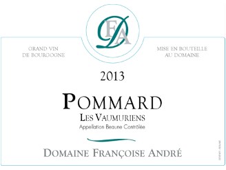 Domaine Françoise ANDRÉ Pommard Les Vaumuriens Village rouge 2020 la bouteille 75cl