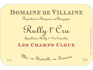 Domaine de VILLAINE Rully Les Champs Cloux 1er cru rouge 2021 la bouteille 75cl