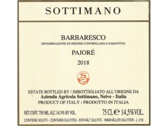 SOTTIMANO Barbaresco Pajoré 2018 bottle 75cl