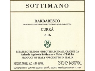 SOTTIMANO Barbaresco Currá 2016 la bouteille 75cl